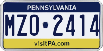 PA license plate MZO2414