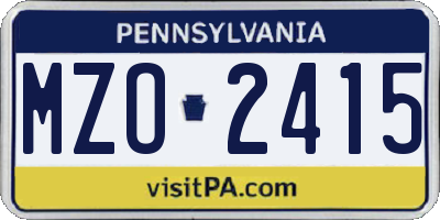 PA license plate MZO2415