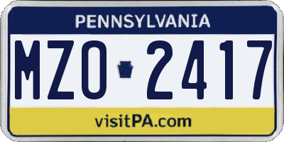 PA license plate MZO2417