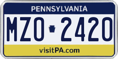 PA license plate MZO2420