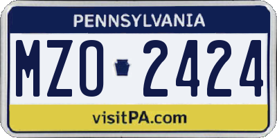 PA license plate MZO2424