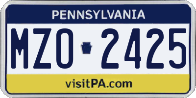 PA license plate MZO2425