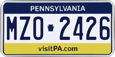 PA license plate MZO2426