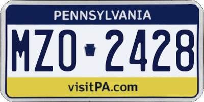 PA license plate MZO2428
