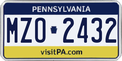 PA license plate MZO2432