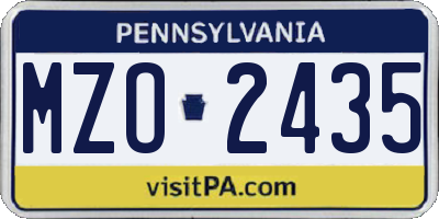 PA license plate MZO2435