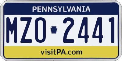 PA license plate MZO2441