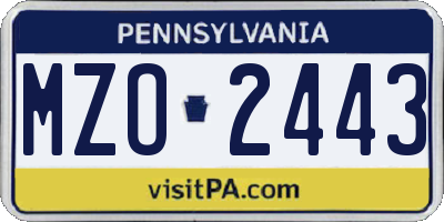 PA license plate MZO2443