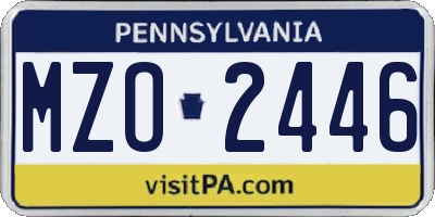 PA license plate MZO2446