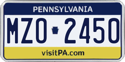 PA license plate MZO2450
