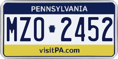 PA license plate MZO2452