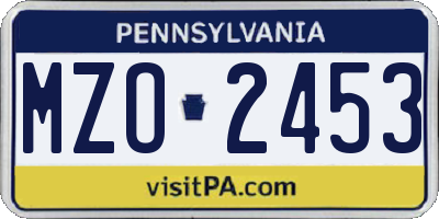 PA license plate MZO2453