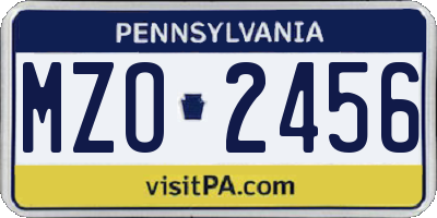 PA license plate MZO2456