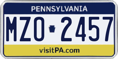 PA license plate MZO2457