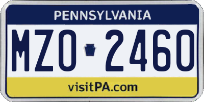 PA license plate MZO2460