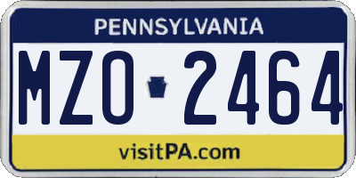 PA license plate MZO2464