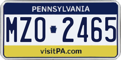 PA license plate MZO2465
