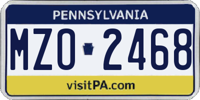 PA license plate MZO2468
