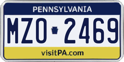 PA license plate MZO2469