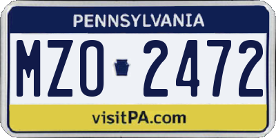 PA license plate MZO2472