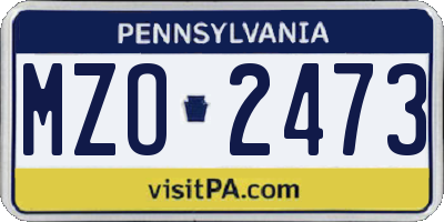 PA license plate MZO2473