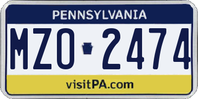 PA license plate MZO2474