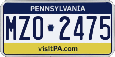 PA license plate MZO2475