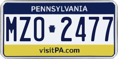 PA license plate MZO2477
