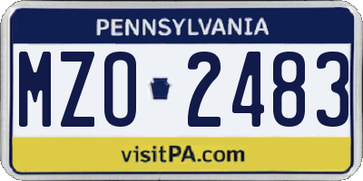 PA license plate MZO2483