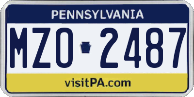 PA license plate MZO2487