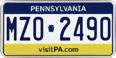 PA license plate MZO2490