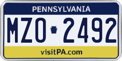 PA license plate MZO2492