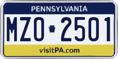 PA license plate MZO2501