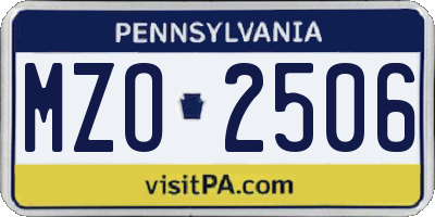 PA license plate MZO2506