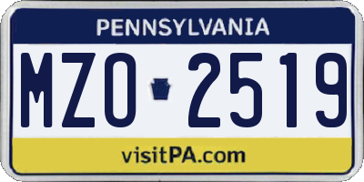 PA license plate MZO2519
