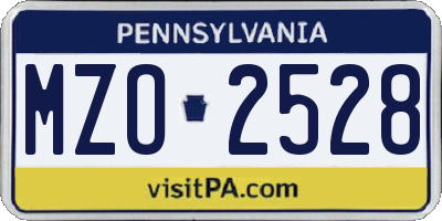 PA license plate MZO2528