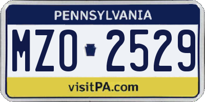 PA license plate MZO2529