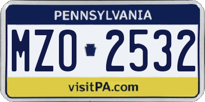 PA license plate MZO2532