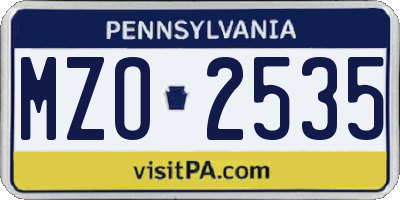 PA license plate MZO2535