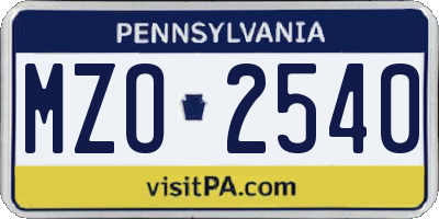 PA license plate MZO2540