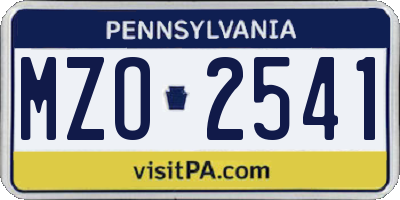 PA license plate MZO2541