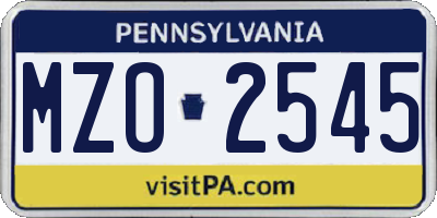 PA license plate MZO2545