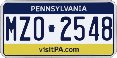 PA license plate MZO2548