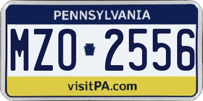 PA license plate MZO2556
