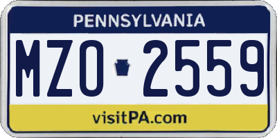 PA license plate MZO2559