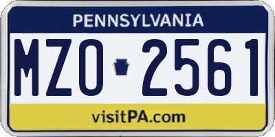 PA license plate MZO2561