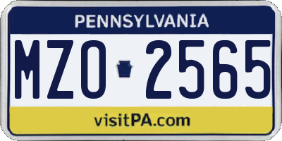 PA license plate MZO2565