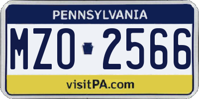 PA license plate MZO2566