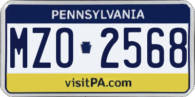 PA license plate MZO2568