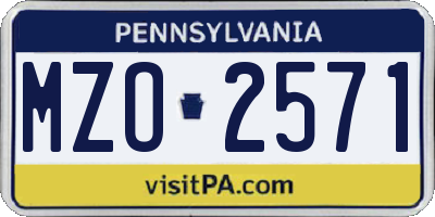 PA license plate MZO2571